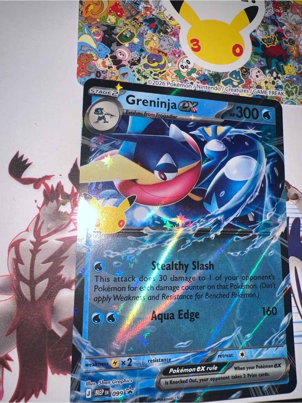 Pokemon Greninja EX Holographic Blue and Yellow Accent Trading Card